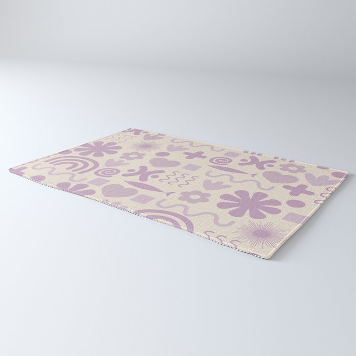 Natural Miscellany Scandi Retro Modern Pattern in Lilac and Cream  Rug Gallery Image 3