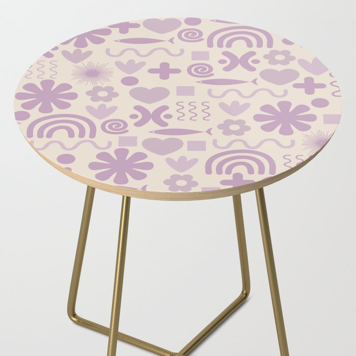 Natural Miscellany Scandi Retro Modern Pattern in Lilac and Cream  Side Table Gallery Image 2