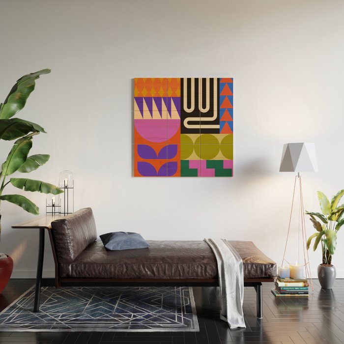 Geometric Bold Colorful Play Pattern Wood Wall Art Gallery Image 2
