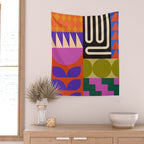 Geometric Bold Colorful Play Pattern Wall Tapestry Gallery Image 2
