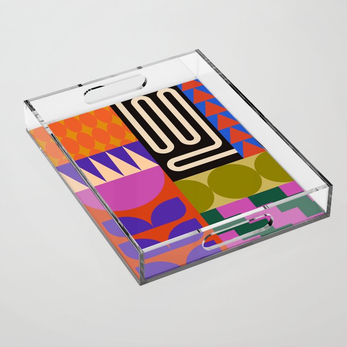 Geometric Bold Colorful Play Pattern Acrylic Tray Gallery Image 1
