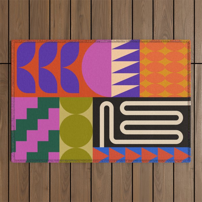 Geometric Bold Colorful Play Pattern Outdoor Rug Gallery Image 1
