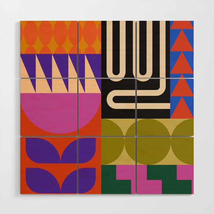 Geometric Bold Colorful Play Pattern Wood Wall Art Gallery Image 1