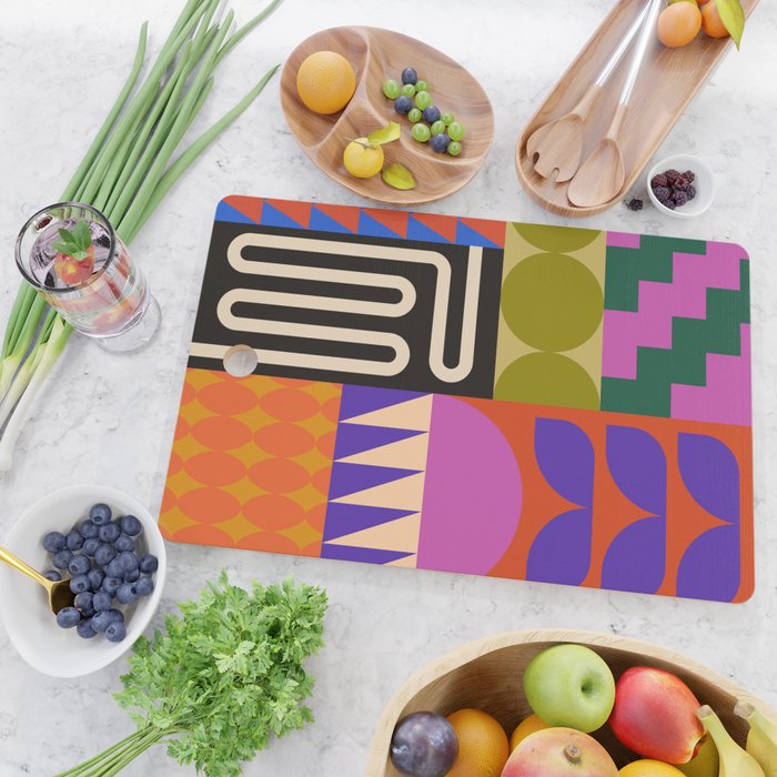 Geometric Bold Colorful Play Pattern Cutting Board Gallery Image 2
