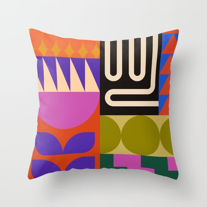 Geometric Bold Colorful Play Pattern Throw Pillow Gallery Image 6