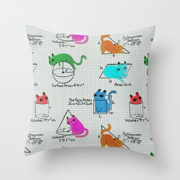 Cat Math Throw Pillow Gallery Image 6