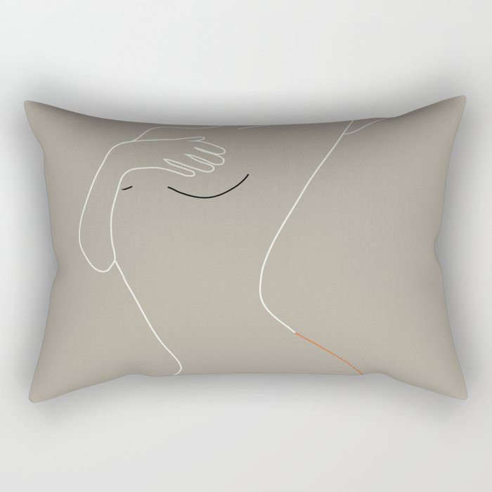 Minimal Line Art Woman Figure II Rectangular Pillow Gallery Image 1