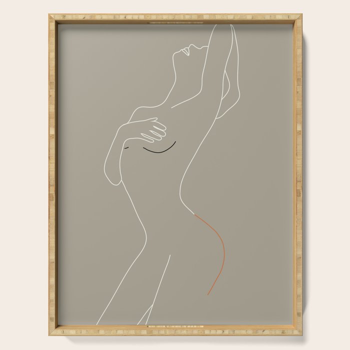 Minimal Line Art Woman Figure II Serving Tray Gallery Image 1