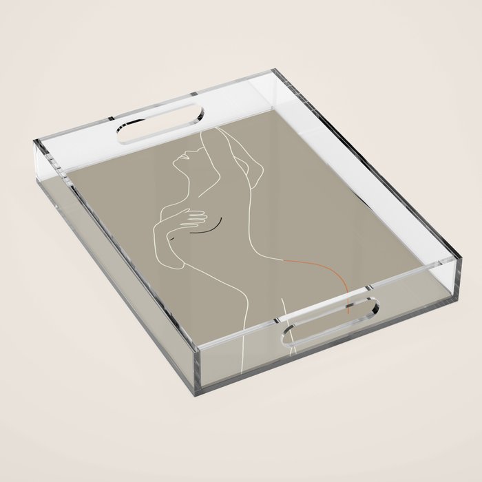 Minimal Line Art Woman Figure II Acrylic Tray Gallery Image 1