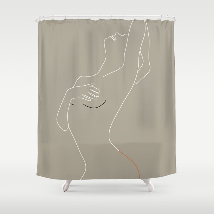 Minimal Line Art Woman Figure II Shower Curtain Gallery Image 1