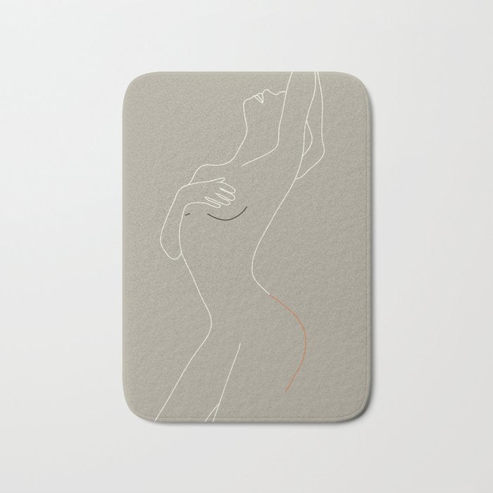 Minimal Line Art Woman Figure II Bath Mat Gallery Image 1
