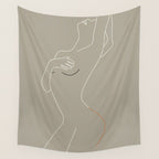 Minimal Line Art Woman Figure II Wall Tapestry Gallery Image 4