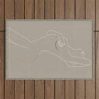 Minimal Line Art Woman Figure II Outdoor Rug Gallery Image 1