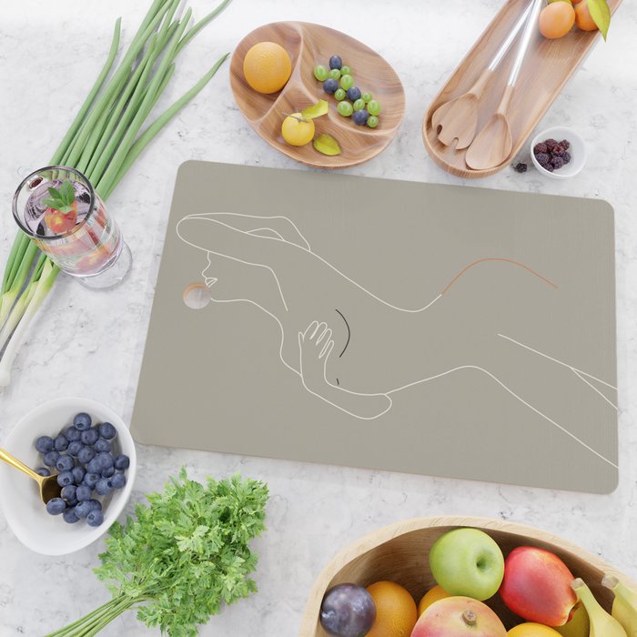 Minimal Line Art Woman Figure II Cutting Board Gallery Image 2