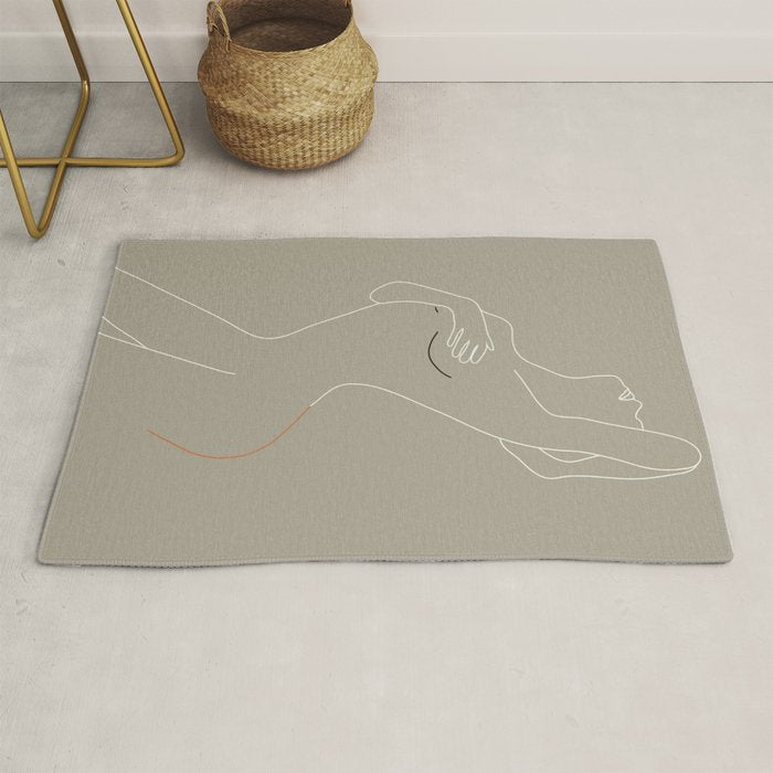 Minimal Line Art Woman Figure II Rug Gallery Image 1