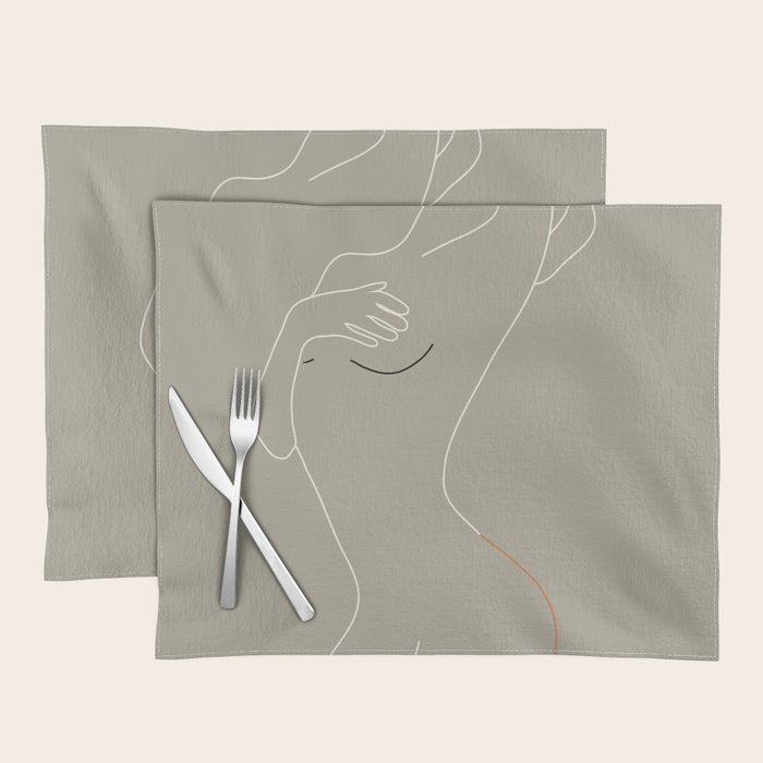 Minimal Line Art Woman Figure II Placemat Gallery Image 1