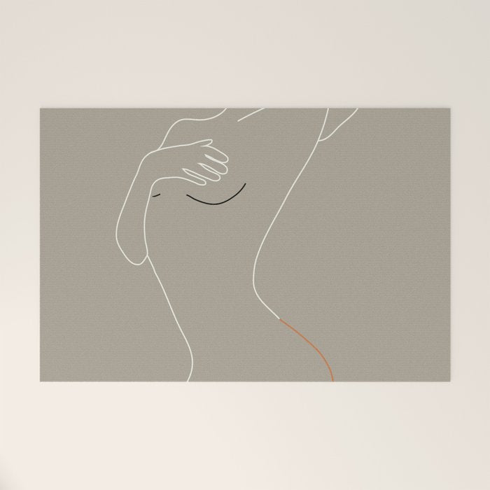 Minimal Line Art Woman Figure II Welcome Mat Gallery Image 1