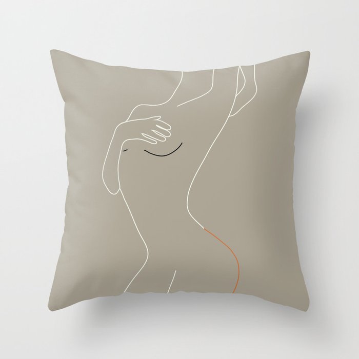 Minimal Line Art Woman Figure II Throw Pillow Gallery Image 6