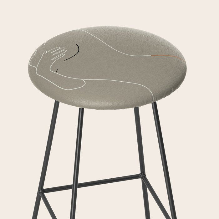 Minimal Line Art Woman Figure II Stool Gallery Image 2