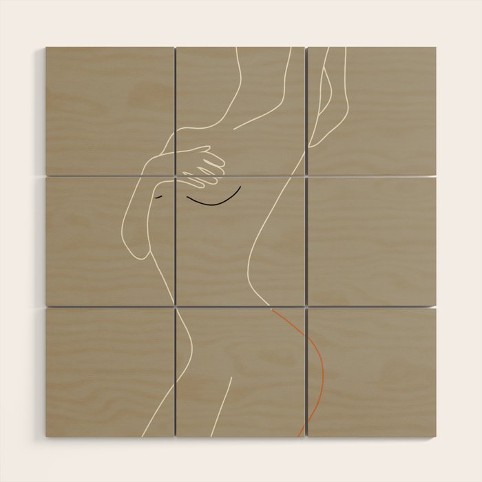 Minimal Line Art Woman Figure II Wood Wall Art Gallery Image 1