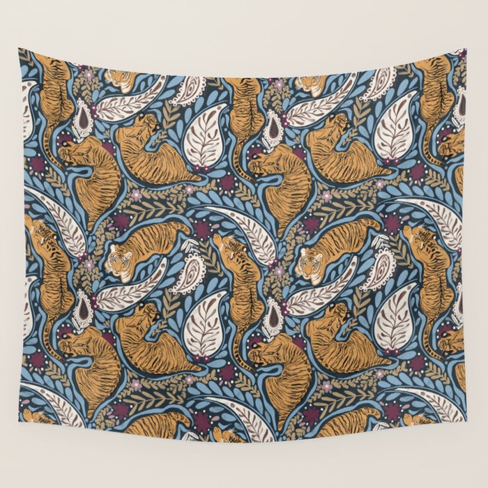 Exotic Tiger Oasis Dark Wall Tapestry Gallery Image 1