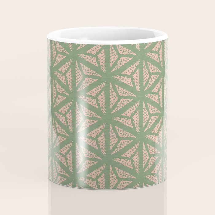 Threaded Geometric Green Peach Coffee Mug Gallery Image 4