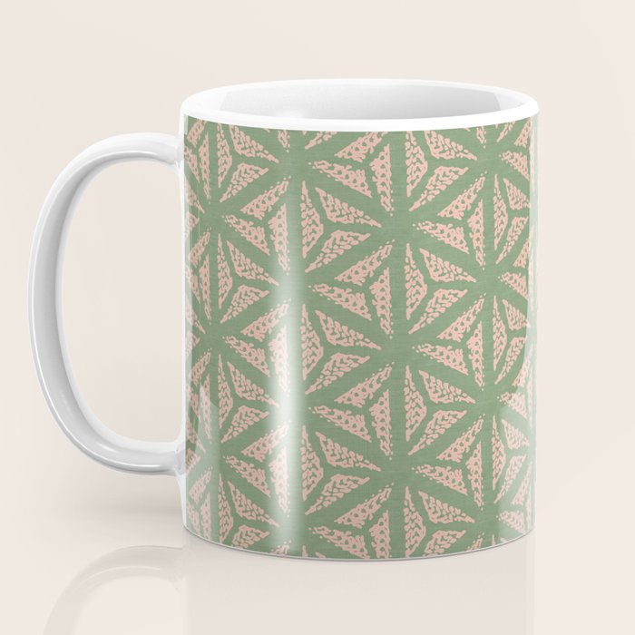 Threaded Geometric Green Peach Coffee Mug Gallery Image 3