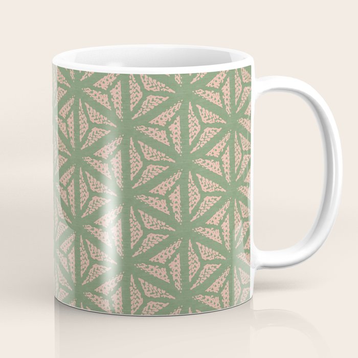 Threaded Geometric Green Peach Coffee Mug Gallery Image 1