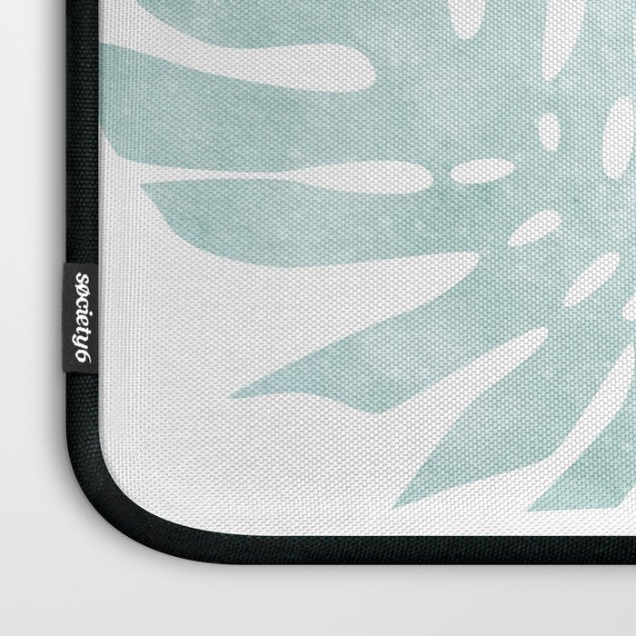 Tropical minimal / green, turquoise and gold monstera Laptop Sleeve Gallery Image 3