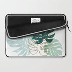 Tropical minimal / green, turquoise and gold monstera Laptop Sleeve Gallery Image 2