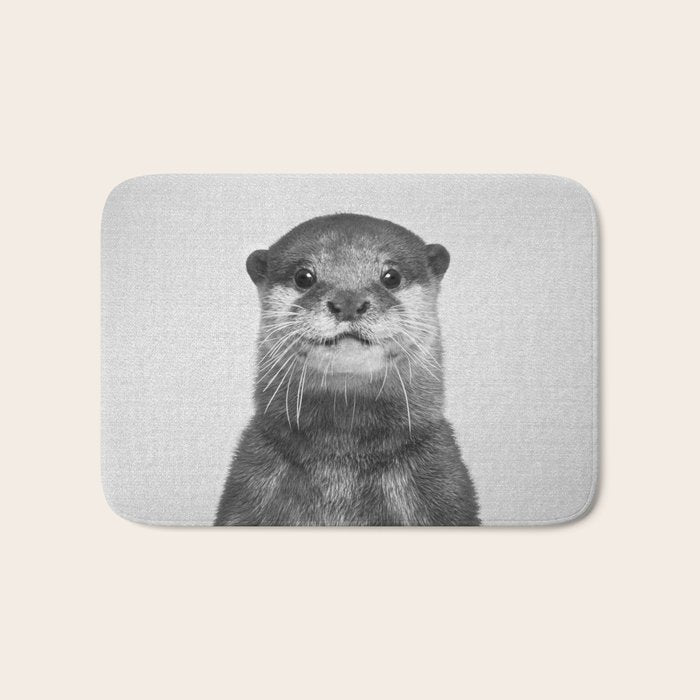Otter - Black & White Bath Mat Gallery Image 1