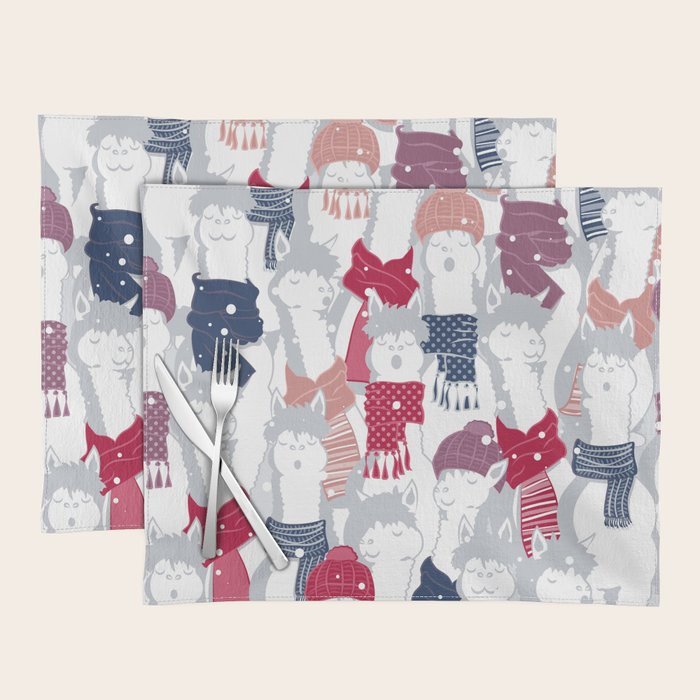 Happy llamas Christmas Choir III Placemat Gallery Image 1