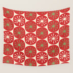 Atomic Dots Retro Mid-century Christmas Pattern in Light Olive Green, Red, and Cream Wall Tapestry Gallery Image 4