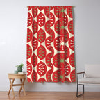 Atomic Dots Retro Mid-century Christmas Pattern in Light Olive Green, Red, and Cream Window Curtain Gallery Image 5