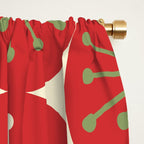 Atomic Dots Retro Mid-century Christmas Pattern in Light Olive Green, Red, and Cream Window Curtain Gallery Image 2