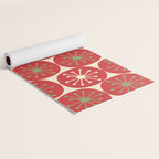 Atomic Dots Retro Mid-century Christmas Pattern in Light Olive Green, Red, and Cream Yoga Mat Gallery Image 2
