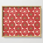 Atomic Dots Retro Mid-century Christmas Pattern in Light Olive Green, Red, and Cream Serving Tray Gallery Image 1