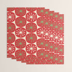 Atomic Dots Retro Mid-century Christmas Pattern in Light Olive Green, Red, and Cream Wrapping Paper Gallery Image 3