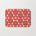 Atomic Dots Retro Mid-century Christmas Pattern in Light Olive Green, Red, and Cream Bath Mat Gallery Image 1