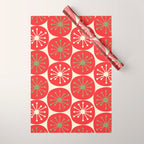 Atomic Dots Retro Mid-century Christmas Pattern in Light Olive Green, Red, and Cream Wrapping Paper Gallery Image 1