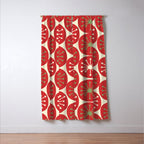 Atomic Dots Retro Mid-century Christmas Pattern in Light Olive Green, Red, and Cream Window Curtain Gallery Image 3