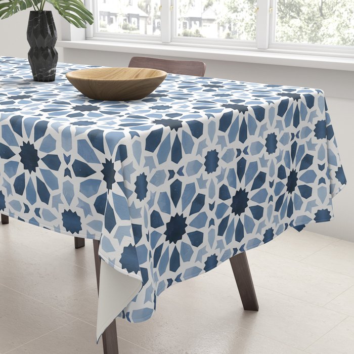 Watercolor Zellige Harmony Tablecloth Gallery Image 3