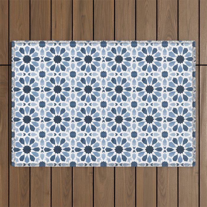 Watercolor Zellige Harmony Outdoor Rug Gallery Image 1