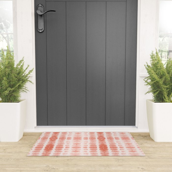 Shibori Stripe - Coral Blush Welcome Mat Gallery Image 3