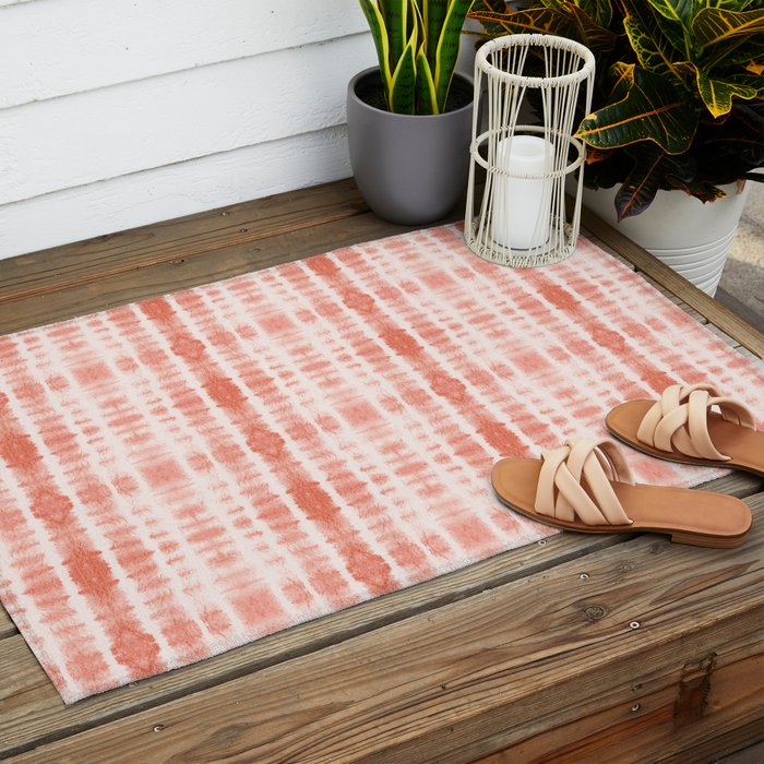 Shibori Stripe - Coral Blush Outdoor Rug Gallery Image 2