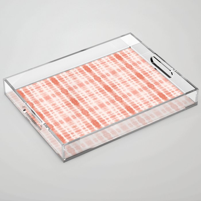 Shibori Stripe - Coral Blush Acrylic Tray Gallery Image 1