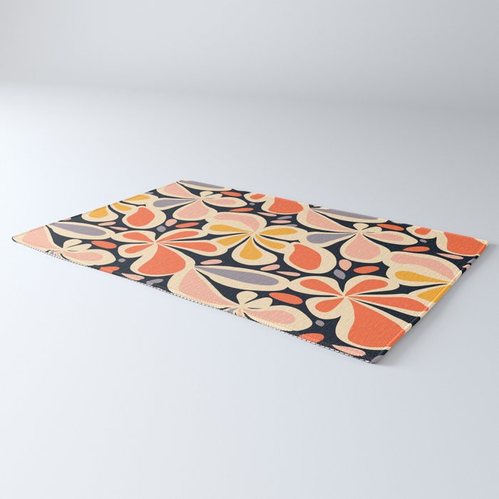 Abstract vintage flower art pattern Rug Gallery Image 3