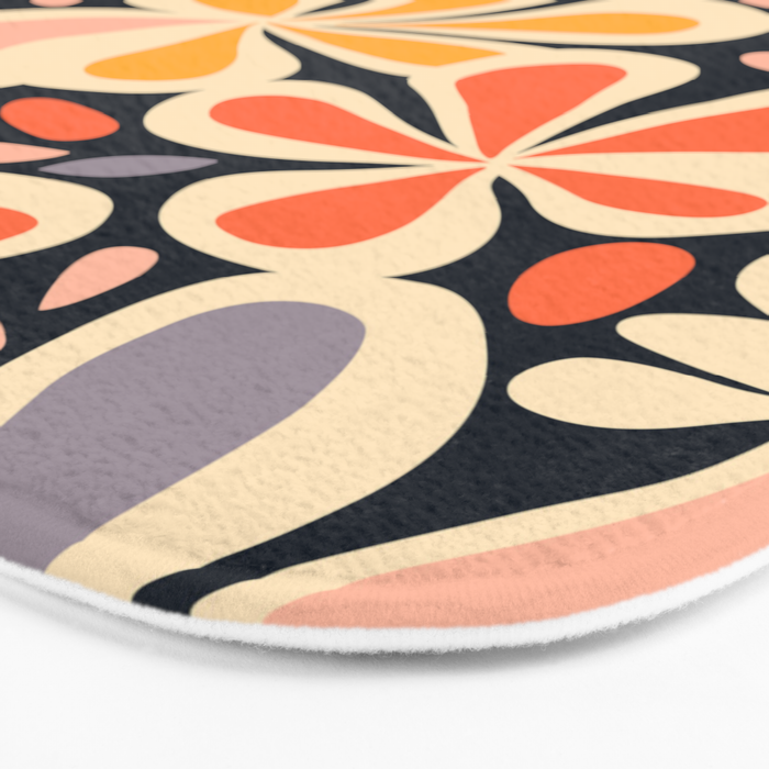 Abstract vintage flower art pattern Bath Mat Gallery Image 3