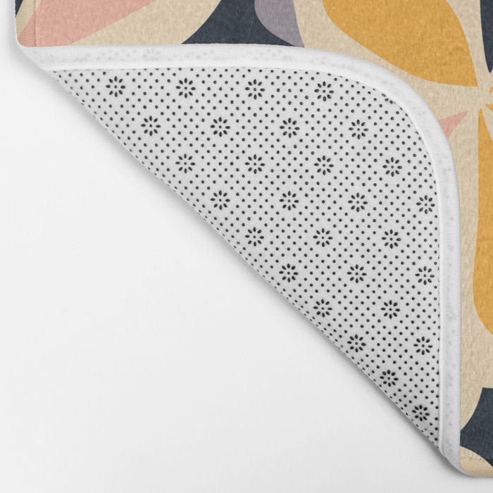 Abstract vintage flower art pattern Bath Mat Gallery Image 2