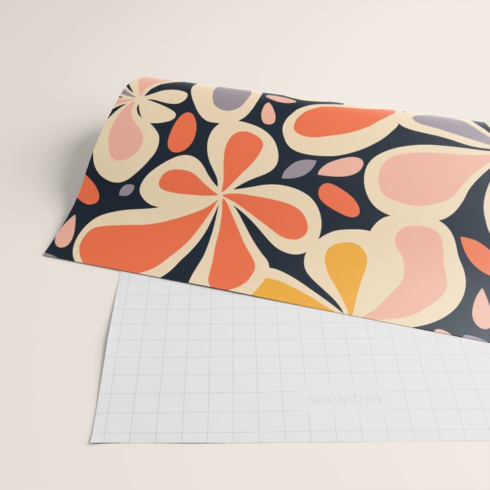 Abstract vintage flower art pattern Wrapping Paper Gallery Image 2